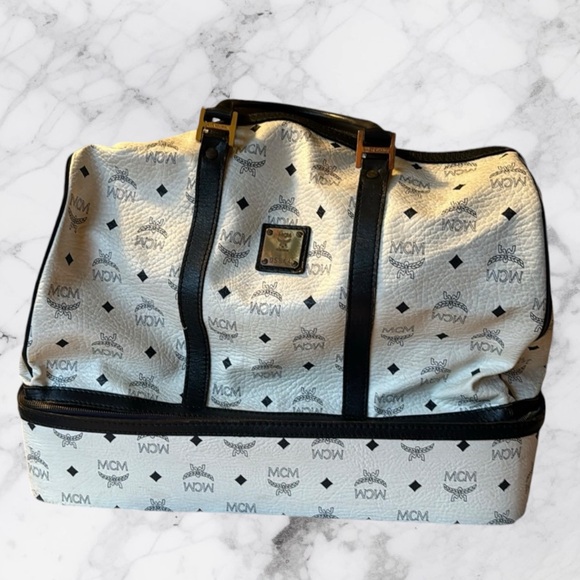 RARE MCM Trunk Travel Weekender Bag West Germany Unisex BLACK & WHITE FABULOUS - Picture 2 of 15